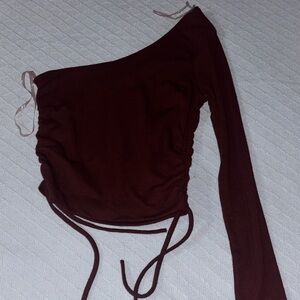 One-Shoulder Burgundy Top